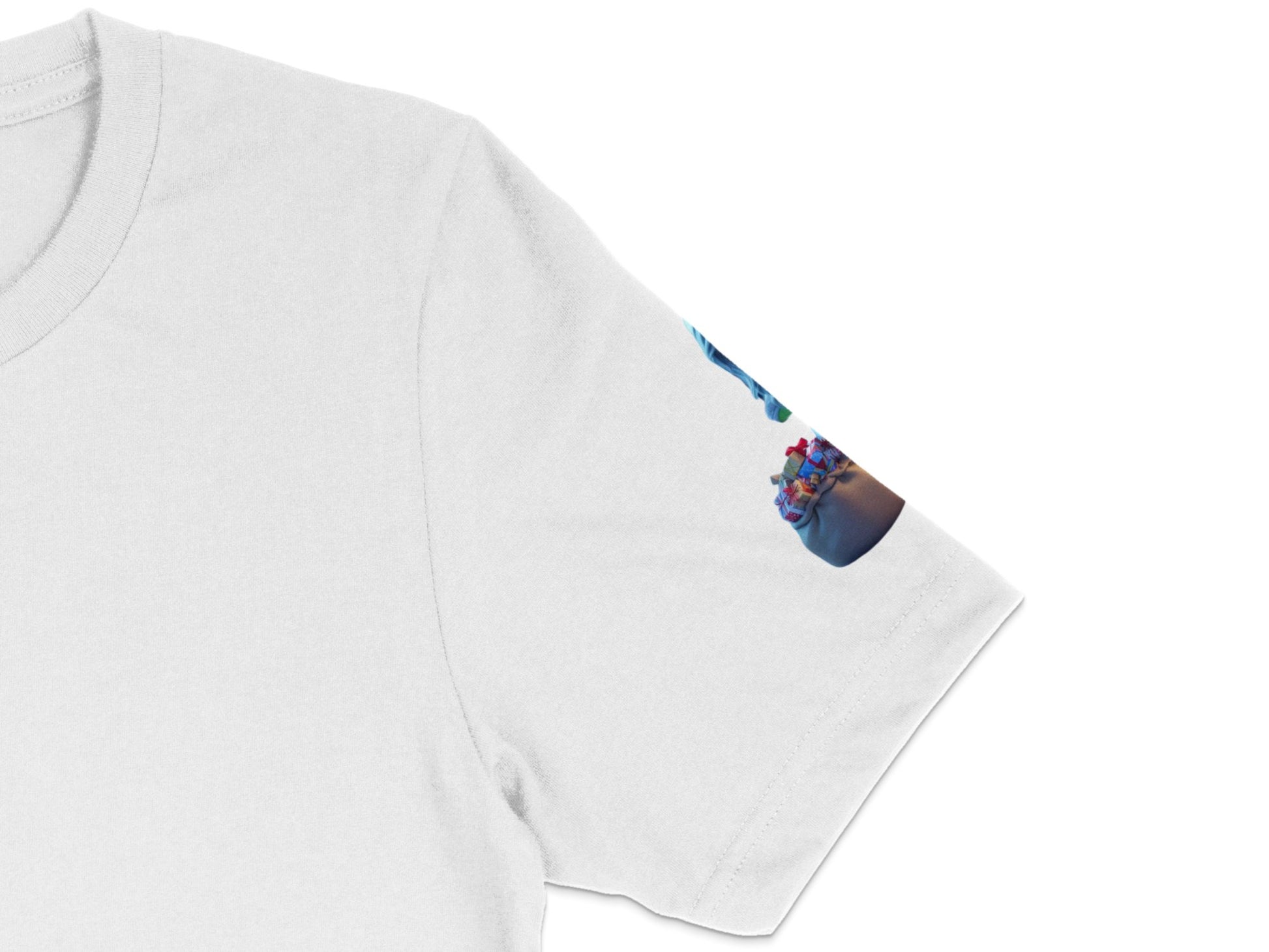 White T-Shirt with Abstract Blue and Pink Art Print, Casual Unisex Tee, Modern Graphic Shirt