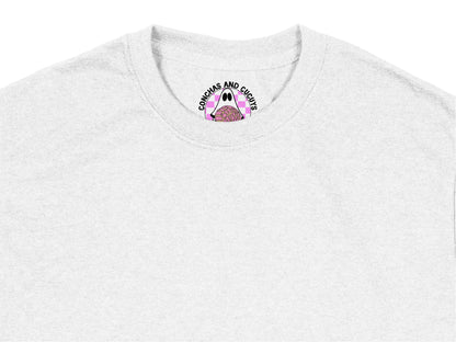 White T-Shirt with Pink Cupcakes and Sprinkle Graphic, Women's Cute Casual Tee