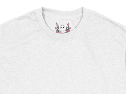Light Gray Embroidered T-Shirt with Floral Design, Women's Casual Cotton Tee, Short Sleeve Summer Top