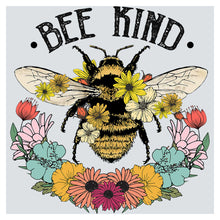 a bee is surrounded by flowers and the words bee kind