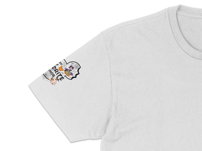 Men's White T-Shirt with Colorful Astronaut Print, Casual Streetwear Top, Unique Graphic Tee