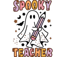 Cute Spooky Teacher Ghost Halloween T-Shirt Design, Cartoon Ghost with Pencil, Fun October Apparel for Educators