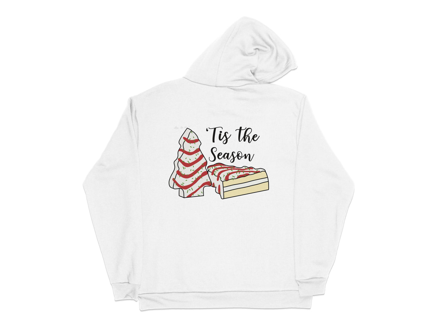 Tis The Season Christmas Cheesecake Hoodie, Festive Holiday Sweater, Red and White Dessert Design Pullover Sweatshirt