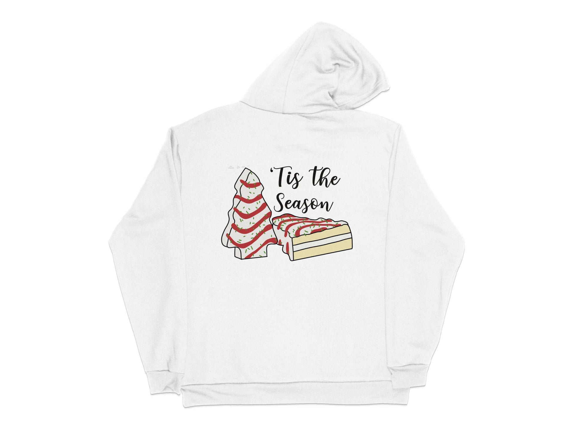 Tis The Season Christmas Cheesecake Hoodie, Festive Holiday Sweater, Red and White Dessert Design Pullover Sweatshirt