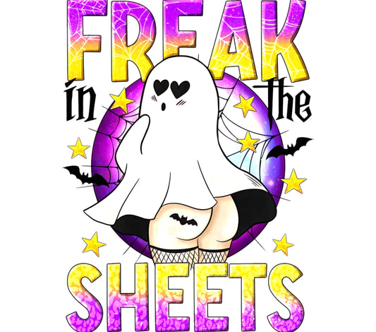 Colorful Freak in the Sheets Ghostly Artwork, Halloween Wall Decor, Cosmic Star Pattern, Unique Spooky Illustration, Fun Ghost Poster