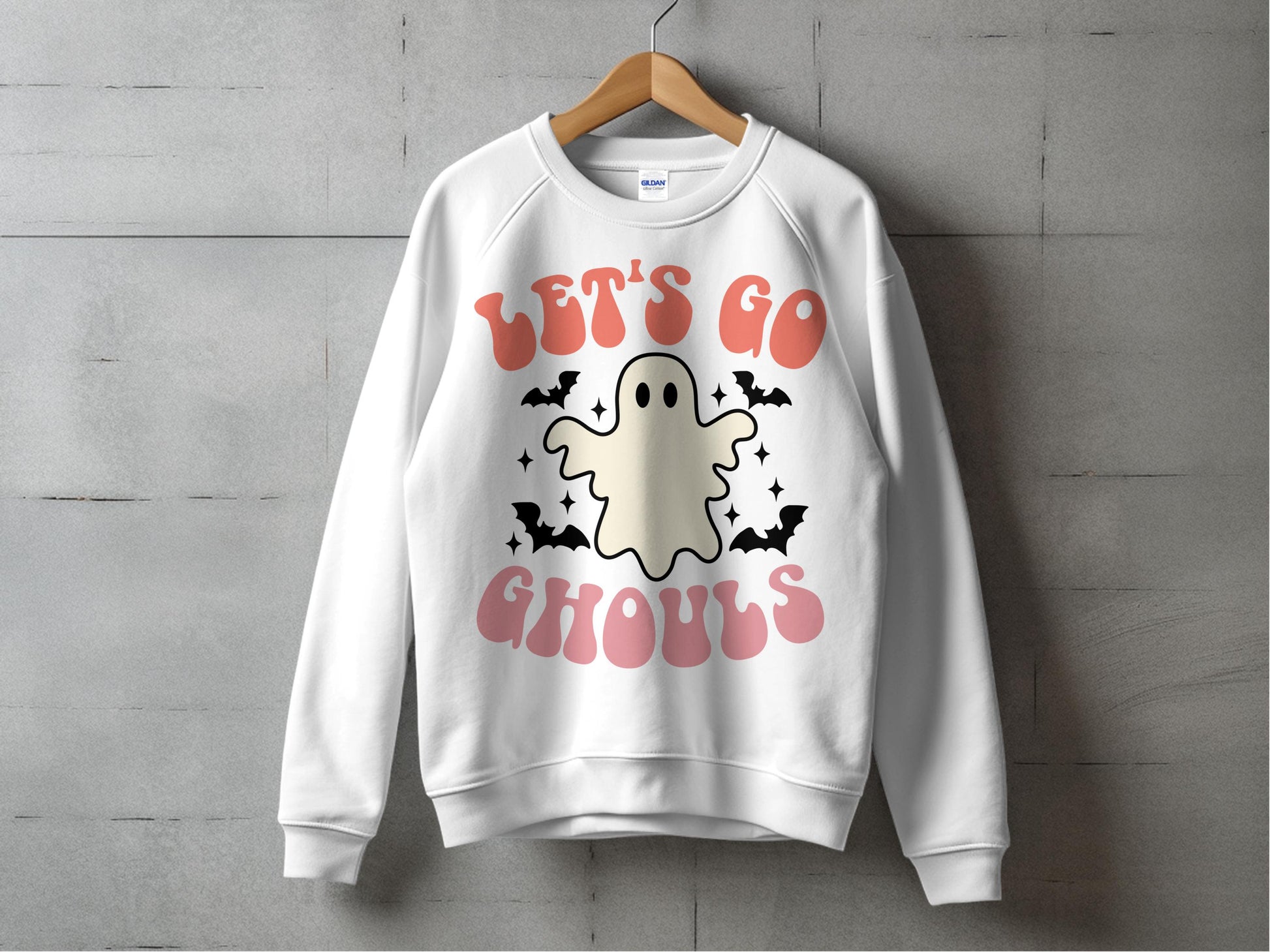 Let's Go Ghouls Halloween Sweatshirt, Cute Ghost Graphic, Unisex Fall Fashion Pullover, Spooky Casual Top