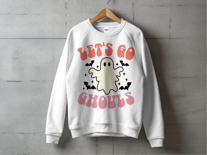 Let's Go Ghouls Halloween Sweatshirt, Cute Ghost Graphic, Unisex Fall Fashion Pullover, Spooky Casual Top