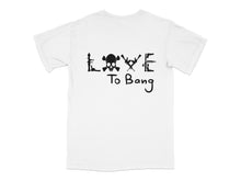 Love to Bang T-Shirt, Funny Music Lover Skull Graphic Tee, Unisex White Shirt for Drummers