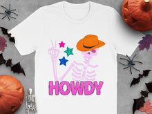 Halloween Cowboy Skeleton T-Shirt, Funny Spooky 'Howdy' Graphic Tee, October Fall Festival Apparel