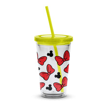 Reusable Insulated Tumbler with Red Bows and Black Hearts, Cute Travel Cup with Straw