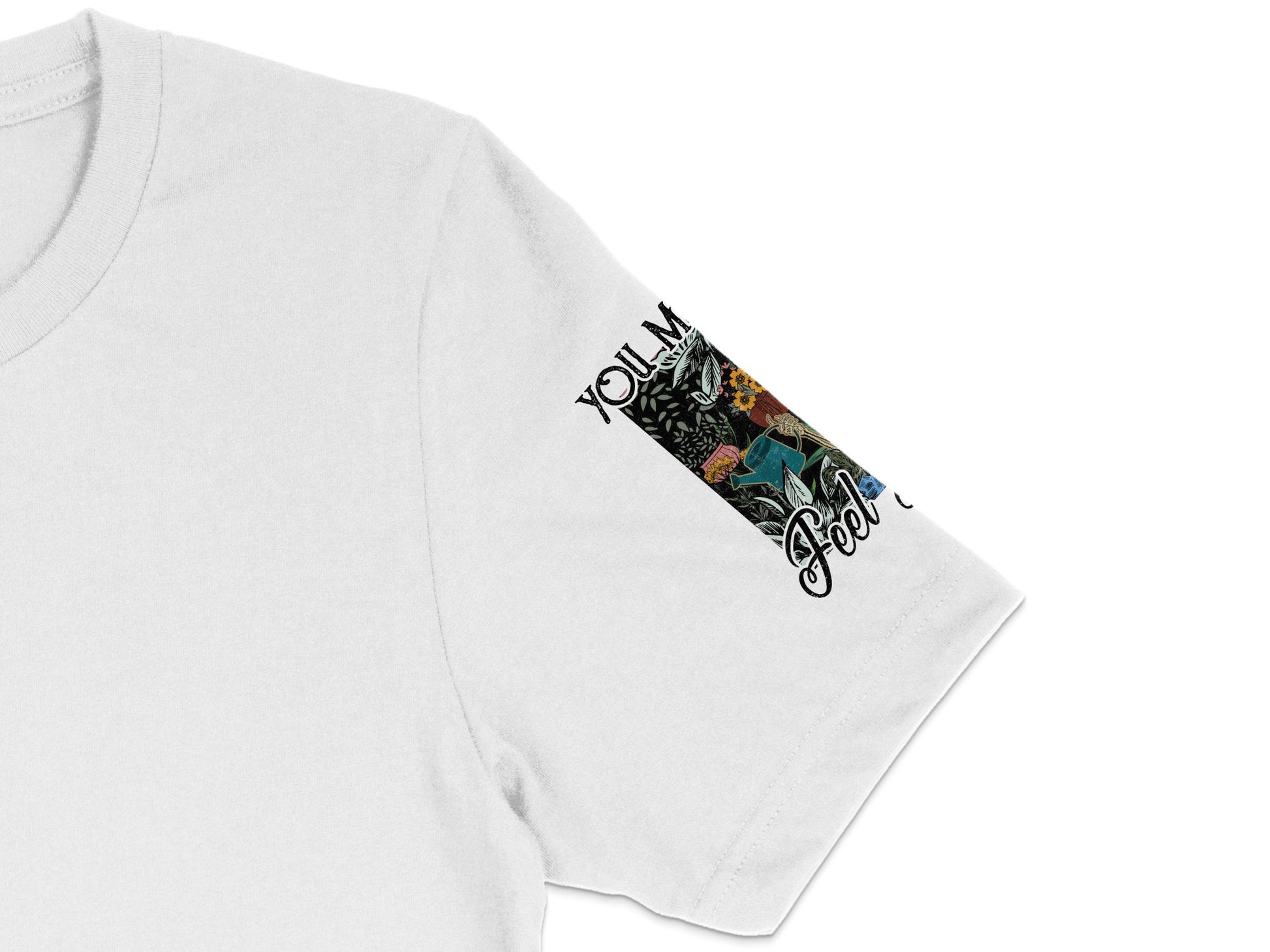 White T-Shirt with Floral Pattern Sleeve Detail, Vintage Typography, Casual Style, Summer Fashion Top