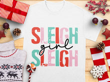 Christmas Sleigh Girl Sleigh T-Shirt, Festive Holiday Graphic Tee, Colorful Winter Fashion, Casual Xmas Apparel
