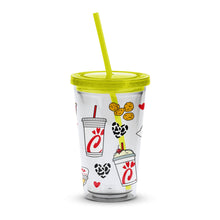 Cute Dog Paw and Fast Food Print Tumbler with Straw, Insulated Travel Cup, Gift Idea
