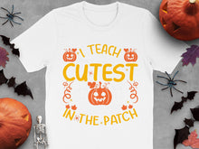 Cute Halloween Teacher T-Shirt, I Teach the Cutest Pumpkins in the Patch, Fall Festival Apparel, October Classroom Wear, Unisex Graphic Tee