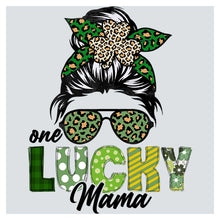 a man with sunglasses and a hat with the words lucky mama on it