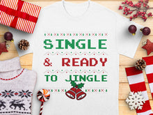 Christmas T-Shirt 'Single and Ready to Jingle' Festive Holiday Apparel, Ugly Sweater Style Tee, Unisex Gift Idea