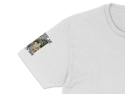 Men's Graphic T-Shirt White Cotton Tee with Vintage Tiger Print Casual Style