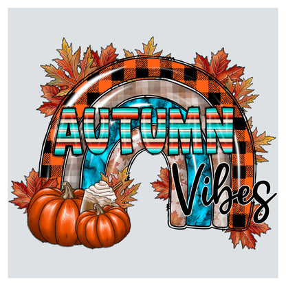 a sign that says autumn vibes with a pumpkin