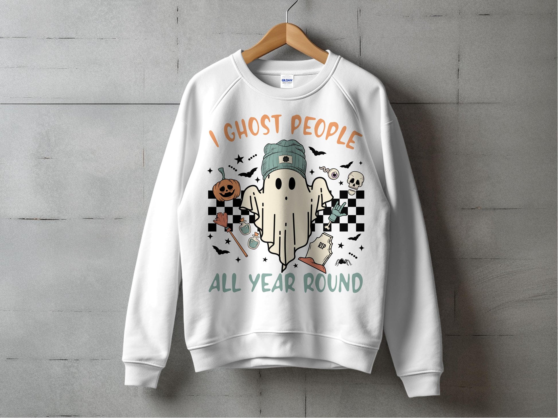 Ghost Theme Sweatshirt, Halloween All Year Round, Unisex Casual Pullover, Spooky Apparel