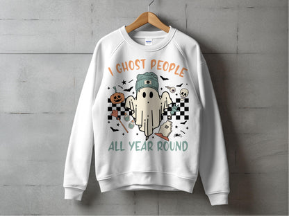 Ghost Theme Sweatshirt, Halloween All Year Round, Unisex Casual Pullover, Spooky Apparel