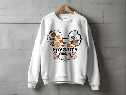Cozy Halloween Sweatshirt, Cute Witch and Cat Design, Fall Favorite Things Pullover, Autumn Fashion