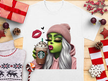 Winter Fashion Zombie Girl Graphic T-Shirt, Funky Green Skin Illustration, Stylish Casual Wear, Holiday Gift Idea
