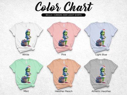 Bella Canvas 3001 Light T-Shirts, Colorful Female Character Print, Available in White, Pink, Mint, Heather Peach, Light Blue, Athletic