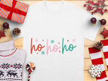 Festive Holiday T-Shirt 'Ho Ho Ho' Christmas Casual Wear, Colorful Lettering, Unisex Adult Sizes, Gift Idea