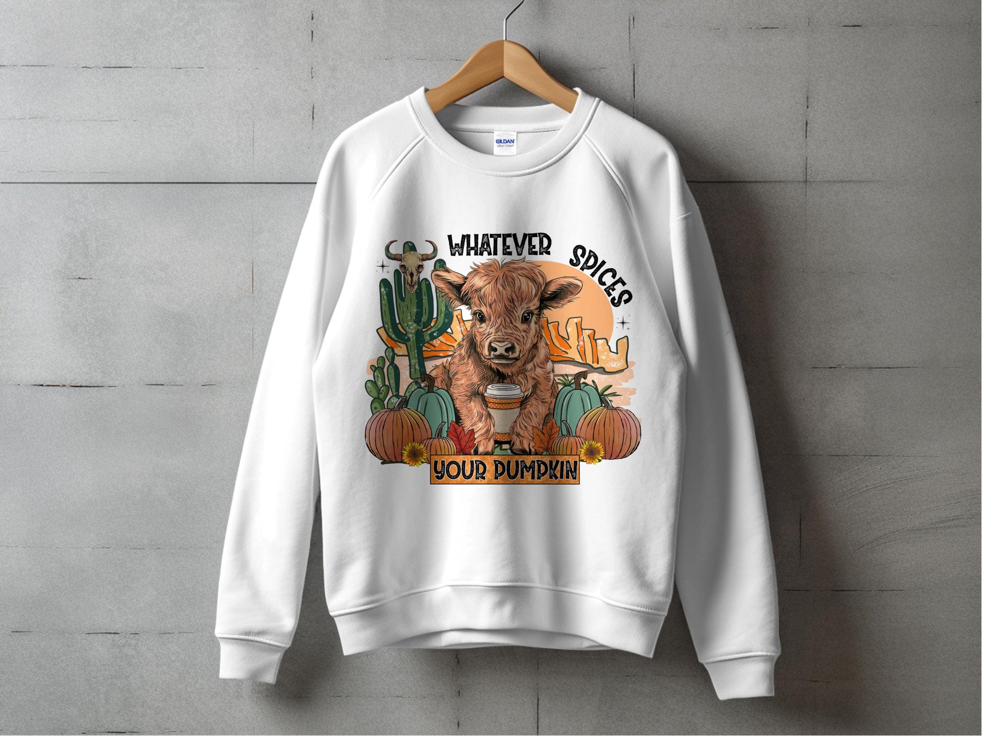 Fall Sweatshirt Autumn Highland Cow Cactus Pumpkin Spice Graphic Casual Unisex Pullover Sweater Cozy Warm Fashion
