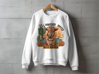 Fall Sweatshirt Autumn Highland Cow Cactus Pumpkin Spice Graphic Casual Unisex Pullover Sweater Cozy Warm Fashion