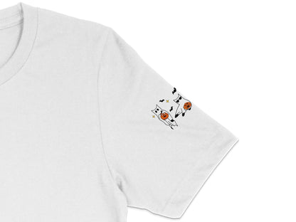 White T-Shirt with Cute Cartoon Cats Print, Unisex Graphic Tee, Casual Summer Fashion Top, Cat Lover Gift