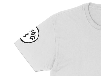 Minimalist White T-Shirt with Black Smiley Face Design, Unisex Casual Tee, Soft Cotton, Summer Fashion Top, Trendy Smile Graphic Shirt