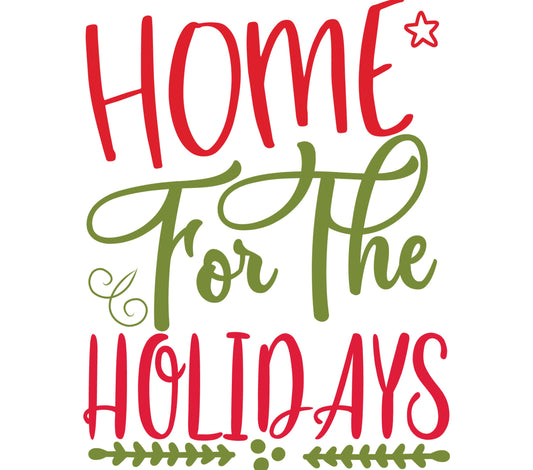 Home for the Holidays Festive Wall Art, Colorful Christmas Decor Print, Holiday Season Typography
