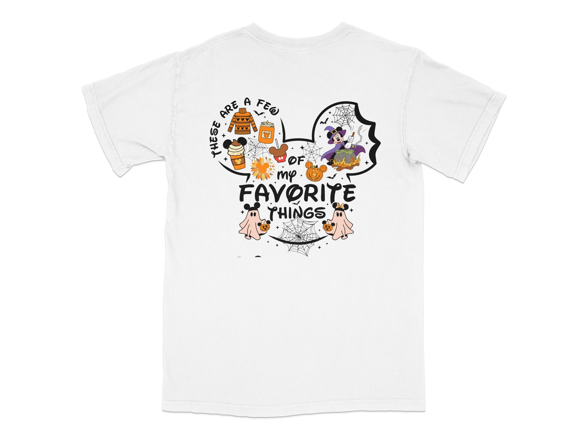 Favorite Things Ghosts and Pumpkins Graphic T-Shirt, Cute Halloween White Tee for Men and Women