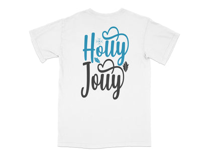Holly Jolly Holiday T-Shirt, Festive Christmas Graphic Tee, Winter Snowflake Design, Unisex White Shirt