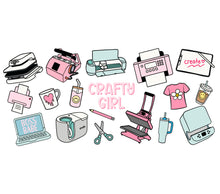 Crafty Girl Sticker Set, Cute Planner and Scrapbook Accessories, Creative DIY Label Pack, Colorful Office Decor