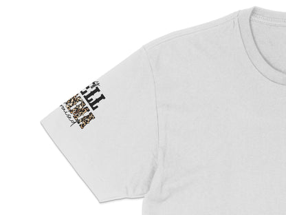 Men's Graphic T-Shirt with Unique Black and Leopard Print Design, Stylish Casual Wear
