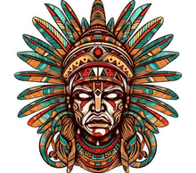 Native American Chief Art Print, Colorful Tribal Warrior Illustration, Bohemian Wall Decor, Ethnic Home Decoration
