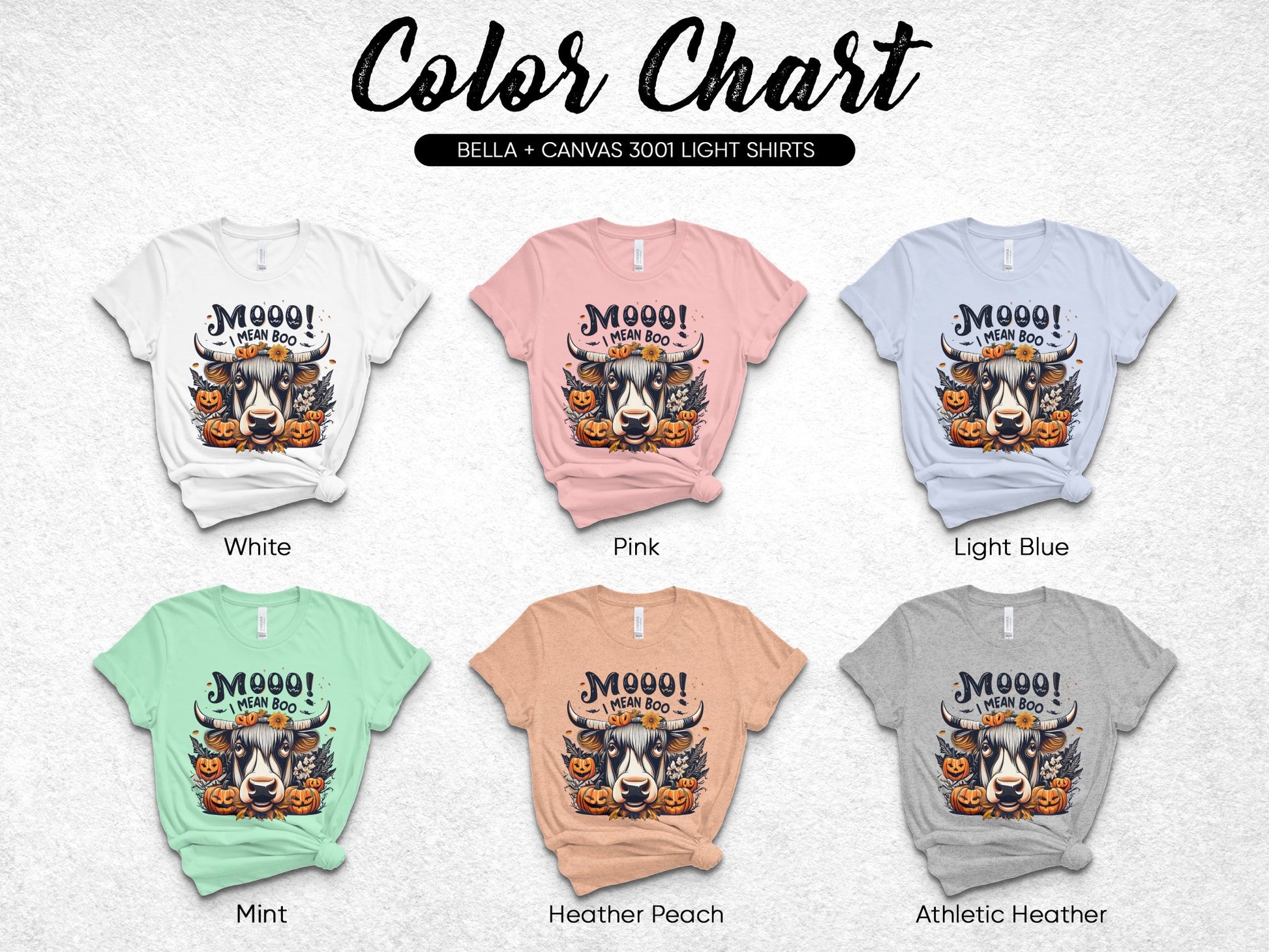 Bella Canvas 3001 Light Shirts, Moo Cow Graphic Tee, Available in Multiple Colors, Unisex T-Shirt Options