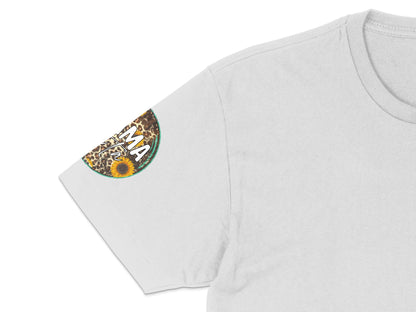 Stylish White T-Shirt with Colorful African Print on Sleeve, Unisex Fashion Top