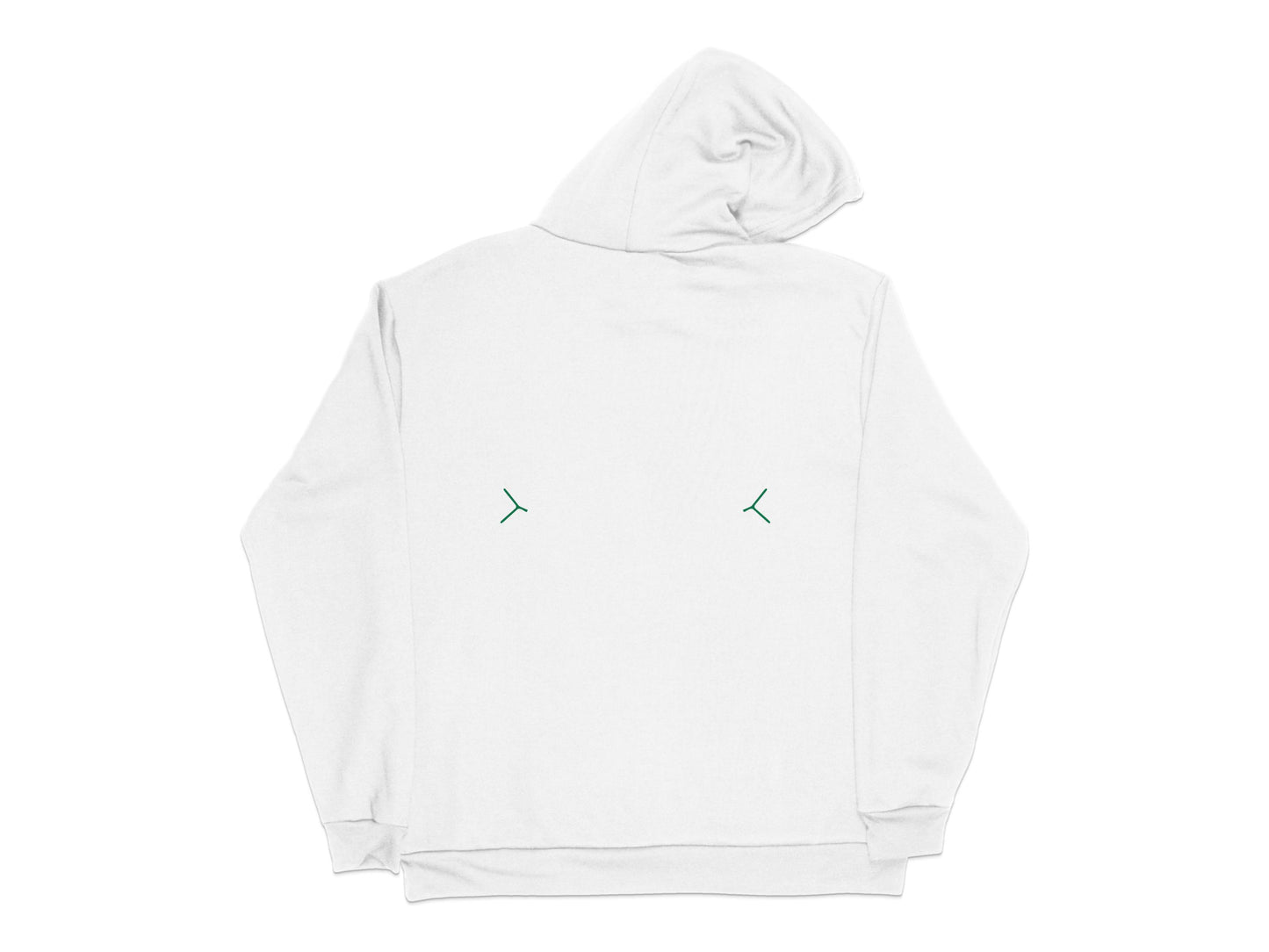 Minimalist White Hoodie with Green Arrow Embroidery, Unisex Pullover Sweatshirt