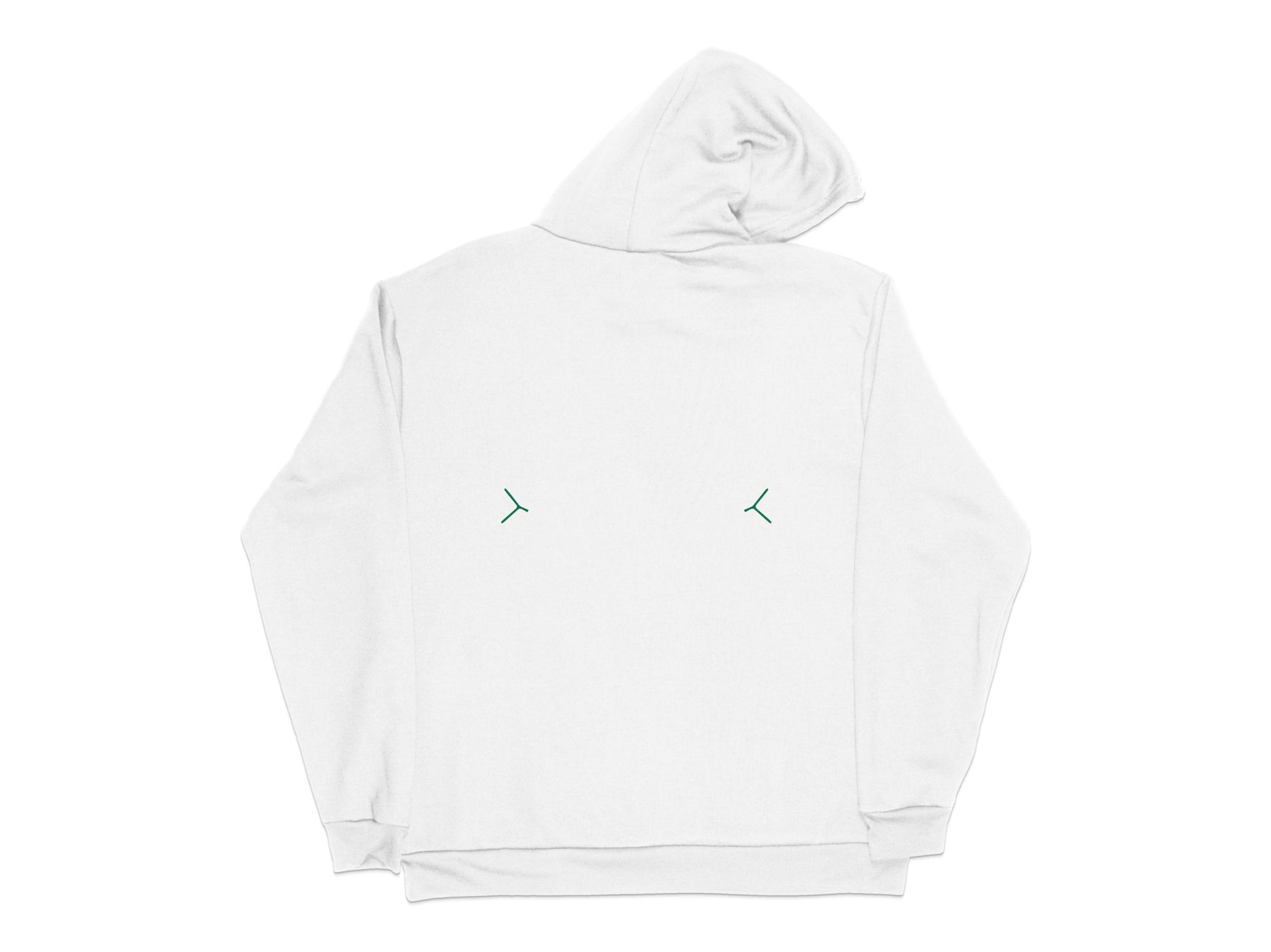 Minimalist White Hoodie with Green Arrow Embroidery, Unisex Pullover Sweatshirt