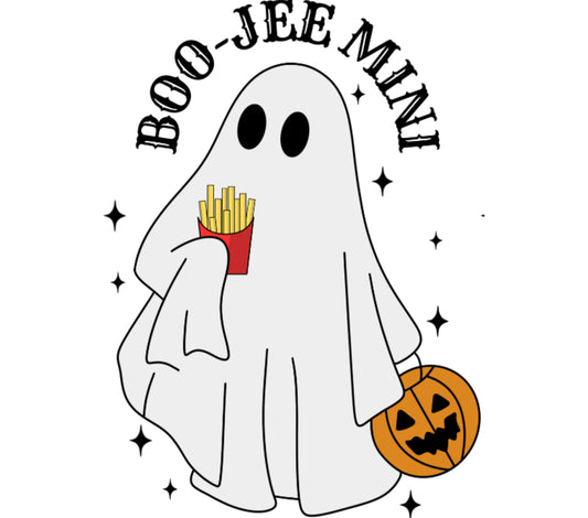 Cute Boo-Jee Mini Ghost Holding Fries Halloween Graphic T-Shirt, Spooky Fun Casual Wear