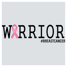 a pink ribbon that says warrior breast cancer