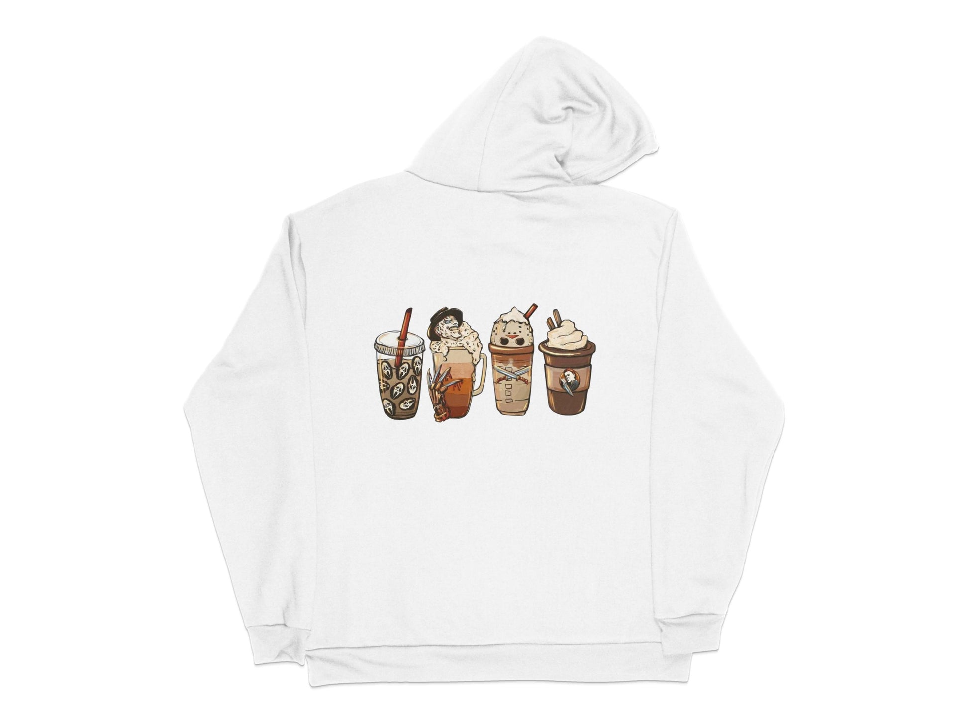 White Hoodie with Bubble Tea Graphics, Cute Boba Tea Design, Unisex Sweatshirt Pullover