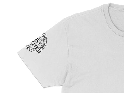 Men's Classic White T-Shirt with Unique Black Graphic Print, Casual Cotton Tee