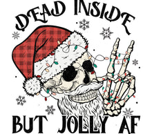 Dead Inside But Jolly AF Skull Christmas T-Shirt, Santa Hat, Festive Holiday Tee, Gothic Winter Apparel, Unique Xmas Gift Idea