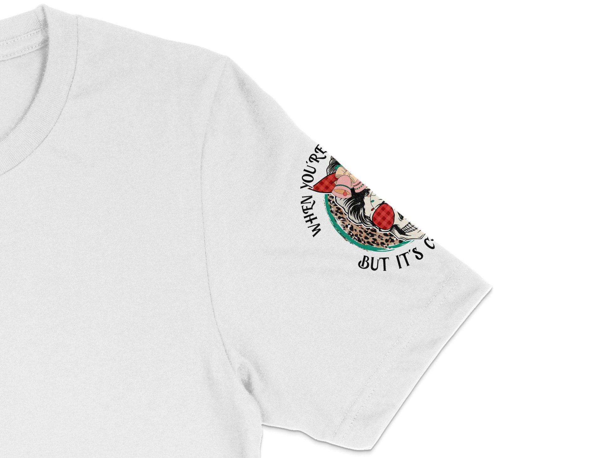 White T-Shirt with Graphic Print, Vintage Dragon, Floral Sleeve Design, Unique Casual Wear