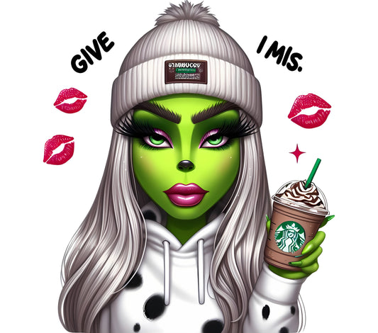 Pop Art Green Alien Girl Starbucks Coffee Digital Art Print, Modern Wall Decor, Unique Gift Idea