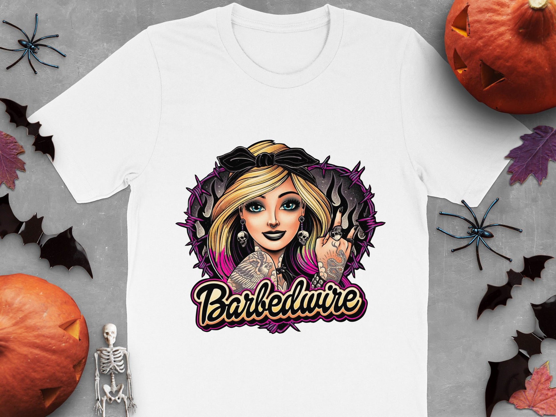 Gothic Tattoo Style T-Shirt, Halloween Barbed Wire Graphic Tee, Punk Rock Fashion, Unisex Tattoo Art Shirt